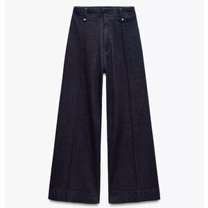 ZARA High Waisted Wide Leg Dark Denim Jeans BNWOT